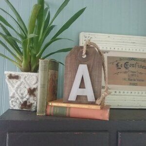 Farmhouse Rustic Decor Large wood "A" initial Hanging Sign